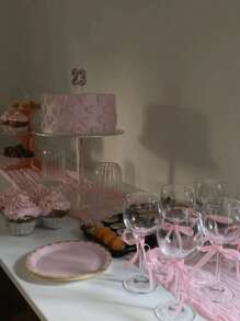 Set de 10 piezas/20 piezas Cintas decorativas de poliéster para tazas, cintas decorativas para tazas de color rosa, adecuadas para pasteles, decoración de vacaciones, casa de vacaciones y decoración de bodas, decoración del Día de San Valentín, decoración del Día de la Madre, decoración de graduación, envoltura de regalos, decoración de envasado de caramelos, decoración rosa