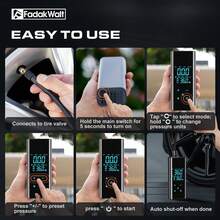 FADAKWALT Portable Air Compressor Pump With Digital Pressure Gauge And Auto Shut-Off, Tire Inflator For Car Tires, Bicycles, Motorcycles And Sports Equipment - 黑色 - 查看 6
