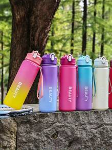 (Suitable For Boys & Girls, 6 Colors Available) Student Water Bottle, Suitable For Kindergarten, Hydration Reminder, With Measuring Cup. 1pc 800ml Water Bottle With Strap, Leakproof, Shockproof, Portable - Suitable For Travel, Outdoor Activities