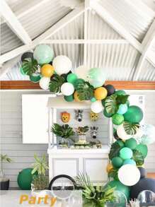 10 pièces - Décorations de fête de feuilles tropicales artificielles, fausses feuilles vertes tropicales pour décorations de fête, thème de fête de la jungle et de la plage, décorations de table de feuilles