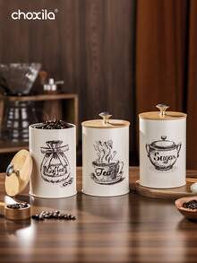 choxila 3 piezas de tarros de almacenamiento premium - a prueba de fugas, reutilizables, con sellado hermético y tapa, diseño creativo y ahorro de espacio, ideal para almacenar café, té, accesorios de café y otros artículos de cocina, ¡esencial para volver a la escuela! - Beis - Ver 8
