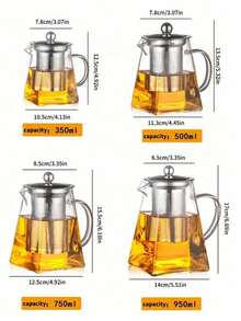 1 Stück hitzebeständiger Glasteekanne, hochtemperaturbeständig, dickwandige Teekanne mit großer Kapazität und Filter, Kung Fu Tee Set