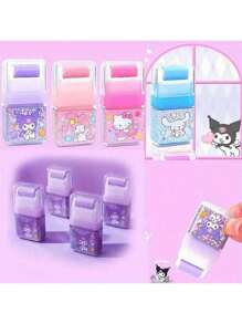 Sanrio Sanrio Children Stationery Erasers, Kuromi Print Roller Erasers, Student Replacement Erasers, Cute Creative Erasers, School Supplies,Back To School