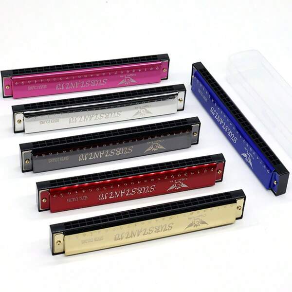 1pc Wooden/Metal 16/24 Hole Harmonica, Full Scale Professional Musician Harmonica, Beginner, Student Gift, Adult, Friend, Gift