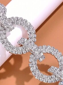 1 dây đeo vai pha lê tròn trang trí đồ lót, áo ngực cô dâu đính đá rỗng, trang sức cho váy - Bạc - Xem 4