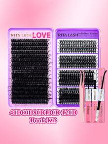 RITALASH RITALASH 640pcs/800pcs D Curl Individual Cluster Lashes 17 Styles Book Clusters DIY False Eyelash Extension Mix Length Natural And Comfortable False Eyelashes At Home For Daily Life&Dates And Party