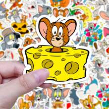 TOM AND JERRY. 50 PIEZAS Pegatinas de dibujos animados Tom y Jerry, Pegatinas decorativas de gato y ratón en versión de role-playing para fiesta, laptop, estuche de lápices, guitarra, equipaje, pegatinas de animales lindas para niños, adolescentes y adultos [Licenciado oficialmente]