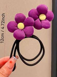 1 件女士纯色雏菊蝴蝶结发圈，简约发带马尾辫固定器时尚发饰适合日常使用发髻延长发髻发夹发髻制作器