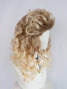 20 Inch Blonde Disco Fluffy Synthetic Wavy Cosplay Wig With Dark Roots For Women 80s Hippie Rocking 70s 90s Theme Party, Retro Elegant Princess Wig Shaggy Layered Big Bouffant Curly Vintage Costume Wig For Holiday Birthday Gift For Christmas Decor - Gold - View 5