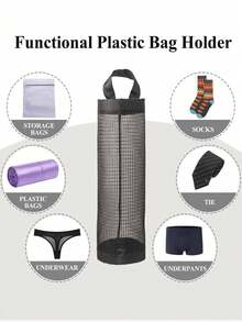 1/2 件垃圾袋收纳挂袋、壁挂式抽绳鞋袋、厨房塑料袋收纳袋、编织网袋、带挂网的塑料袋收纳架、学校用品、返校大学生收纳袋 - 彩色 - 查看 5