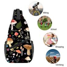 Mushroom Forest Full-Print Chest Bag Fanny Pack - Black - View 5