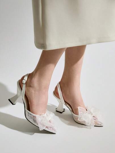 أحذية عروس ذات كعب عالي بفيونكة سوداء، مريحة، راقية، أحذية لفساتين الخطوبة والسهرة الرسمية ذات أصابع مدببة وكعب رفيع، هدايا عيد الحب والميلاد والشتاء