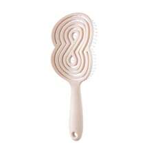 1pc Plastic Hair Brush With Fluffy Bow-Shaped Bristles, Soft Detangling Comb For Wet & Dry Hair, Resin Handle
