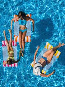Hamaca inflable de rayas de colores para piscina - Material PVC duradero, silla flotante de descanso para adultos, opción de máxima comodidad para fiestas en la piscina y relajación de ocio, esencial para fiestas en la piscina | Silla inflable a rayas | Flotación de ocio, flotador de piscina, esencial de playa, accesorio de playa - Multicolor - Ver 4