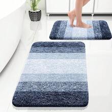 New OLANLY Bathroom Rug Set 2 Piece, Soft Absorbent Microfiber Bath Rug Set, Non-Slip, Machine Wash Dry, Plush Shaggy Bath Mats For Bathroom (30"X20"+24"X16", Dark Blue) - 深藍色 30 英寸 x 20 英寸 + 24 英寸 x 16 英寸 - View 1
