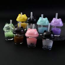 1pc First Generation And Second Generation Imitation Finished Pearl Milk Tea Cup Accessories, Doll Clothes With Hanging Accessories Cat's Ears (Steamed Cat-Ear Shaped Bread) Straw Cup Diy Butter Glue Key Chain Hanging Accessories
