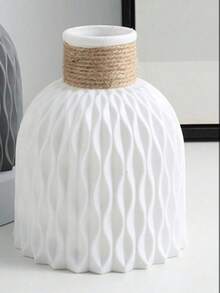 1pc Nordic Style Flower Vase - Ceramic-Like Imitation Flower Pot Container For Modern Flower Arrangement, Home Decoration, Wedding Supplies And Gifts, Plastic Wave Pattern Flower Vase, DIY Flower Pot, Home Living Room Party Decoration Ornament - Multicolor - View 14