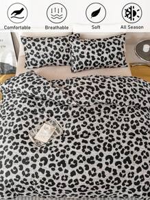 Juego de funda nórdica de 2 o 3 piezas con estampado de leopardo en poliéster, juego de ropa de cama moderno y llamativo para todas las estaciones, suave y transpirable, lavable a máquina (1 funda nórdica + 1 o 2 fundas de almohada, sin relleno)