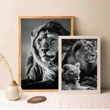 1 pieza /Set de 3 Pósteres de arte de pared con opción de marco, animales vintage, póster vintage de león, póster vintage para habitación, bar, cafetería, decoración de habitación linda sin marco/con marco de lienzo