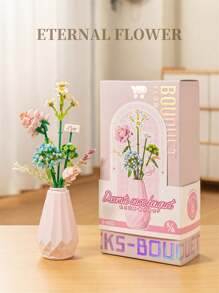 1 set de mini briques, blocs de construction en forme de fleurs avec un vase emballé. Série de fleurs colorées DIY, bouquets décoratifs, fleurs artificielles, décoration unique maison DIY, collection botanique, soulagement de la pression, activités de construction anti-stress, ornements de bureau, créez votre propre collection de fleurs, cadeau parfait pour anniversaire, fête des mères, cadeau de Saint-Valentin créatif, construction en famille, modèle pour exposition.