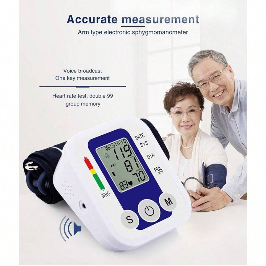 Fully Automatic Electric Intelligent Blood Pressure Monitor, Exported Large - Screen Touch - Controlled Blood Pressure Monitor - 藍白色 - 查看 1