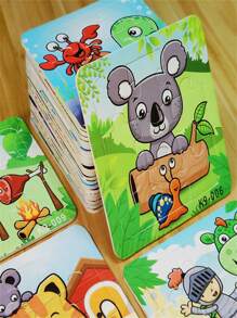 9 Stücke aus dickem Puzzle-Schaumstoff-Material mit Flachmuster von Koala/Giraffe/Krokodil, lustiges Cartoon-Tiermuster, Kinderspiel-Lernspiel-Geschenk zur Bildung