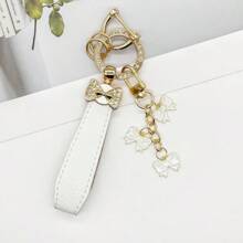 Bowtie & Sakura Duo! 1 Alloy Metal Leather Strap Keychain, Hang Car Keys, Door Keys, Bags – Stylish & Practical!