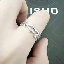 1 pièce Bague de couronne d'épines de Jésus pour hommes, en acier inoxydable gothique, bague pour le petit doigt vintage, bague réglable cool pour hommes, ensemble de bagues gothiques punks ouvertes