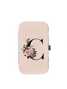 7件套指甲钳套装，黑色花卉字母图案，含便携收纳盒，大容量指甲护理盒，不锈钢工具，超锋利防溅指甲钳套装，经典设计剪钳盒，适用于移动美容、旅行、外出、居家学习等场合。 - 米色 - 查看 20