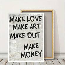 1 tấm áp phích vải canvas đương đại nghệ thuật treo tường hiện đại - Tranh in trích dẫn "Make Love Make Art", áp phích chủ đề chữ cái thẩm mỹ cho phòng khách, phòng ngủ, văn phòng tại nhà, lớp học - Tranh chân dung trong nhà, khung tùy chọn, tranh trang trí Giáng sinh năm mới - Nhiều màu - Xem 5