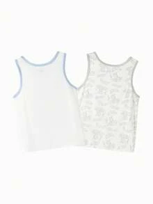 Balabala Boys' Tank Top Sleeveless Boys' Home Wear Pack Of Two - White Grey Tone - View 2