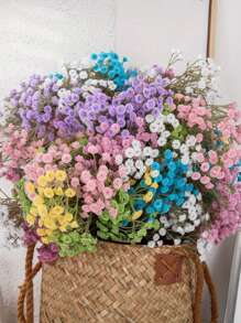 5pcs Artificial Flower Bouquets, Simulated Starry Sky Flowers, Used For Making Homemade Wedding Bouquets, Party Decorations And Home Decorative Flowers.