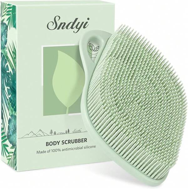 Sndyi Silicone Body Scrubber, Gentle Exfoliating Body Scrubber For Sensitive Skin, Leaf Shaped Shower Scrubber For Body With Lathering Bristles, Silicone Loofah Body Brush For Showering, Oatmeal