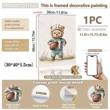 1 Tranh Gấu Thể Thao Ngộ Ngộ Trang Trí Tường Phòng Trẻ Em - 6 Mẫu Thiết Kế Đáng Yêu, Có/Không Khung | Tranh vẽ tay trên vải canvas hình động vật, phù hợp với trang trí phòng trẻ em tông màu trung tính, khung gỗ, dễ treo, trang trí phòng trẻ em chủ đề bóng chày, bóng đá, golf, thiết kế tông màu retro nhẹ nhàng, lựa chọn quà tặng tốt nhất - Nhiều màu - Xem 33