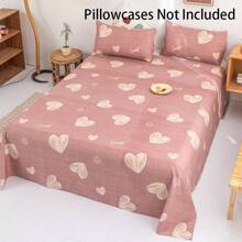 1pc Bedsheet, Soft & Comfortable Mattress Protector, Valentine's Day Gift Bedsheet, Kids Cartoon Love Geometric Bedsheet, Heart Pattern Bedding Set, Home Decor, For Double, King, Queen Size Beds, Mother's Day Gift, Machine Washable