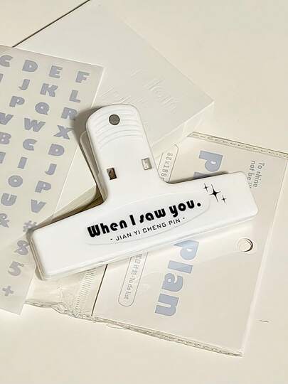 1pc When I Saw You White Paper Clip, Large Binder Clips, Diary Page Marker, Office School Binding Tools. Bag Accessories Sealing Food Package (Not Magnetic),Back To School,School Supplies