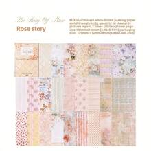 50 Sheets/Book Craft Paper Material, White Seasonal Floral Series DIY Decoration Scrapbooking Paper, Butterfly Package Paper Decoration Background Paper, Children Gift