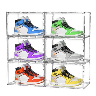 ホームブリス Home Bliss Shoe Box, Clear, Transparent, Shoe Case, Acrylic, Sneaker Box, Sneaker Case, Magnetic Door, Assembled, Small Item/Cosmetic Storage Box, Large Capacity, Shoe Shelf, Shoe Storage, Entryway Storage, Shoe Cabinet, Shoe Box, Horizontal, Set Of 6