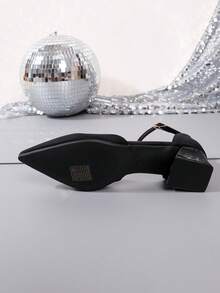 Fall/Winter 2025 Women's Summer New Fashion Black High Heel Shoes, Thick Heels, Pointed Toe Sandals, Mary Jane Closed Toe Wedge Heel Comfortable Sandals,Elegant,Women Pumps,Elegant - Black - View 8