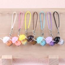 1pc First Generation And Second Generation Imitation Finished Pearl Milk Tea Cup Accessories, Doll Clothes With Hanging Accessories Cat's Ears (Steamed Cat-Ear Shaped Bread) Straw Cup Diy Butter Glue Key Chain Hanging Accessories