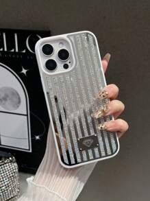 1pc Multicolor Mirror Rhinestone Inlaid Chain Design Cell Phone Case With Skin-Friendly & Comfortable Feel, Applicable For IPhone 16