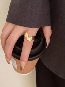 1pc Textured Minimalist Design Micro-Inlaid Luxury Rings, Versatile Personalized Open Finger Fashion Rings For Women