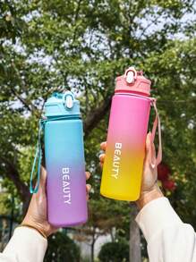 (Suitable For Boys & Girls, 6 Colors Available) Student Water Bottle, Suitable For Kindergarten, Hydration Reminder, With Measuring Cup. 1pc 800ml Water Bottle With Strap, Leakproof, Shockproof, Portable - Suitable For Travel, Outdoor Activities