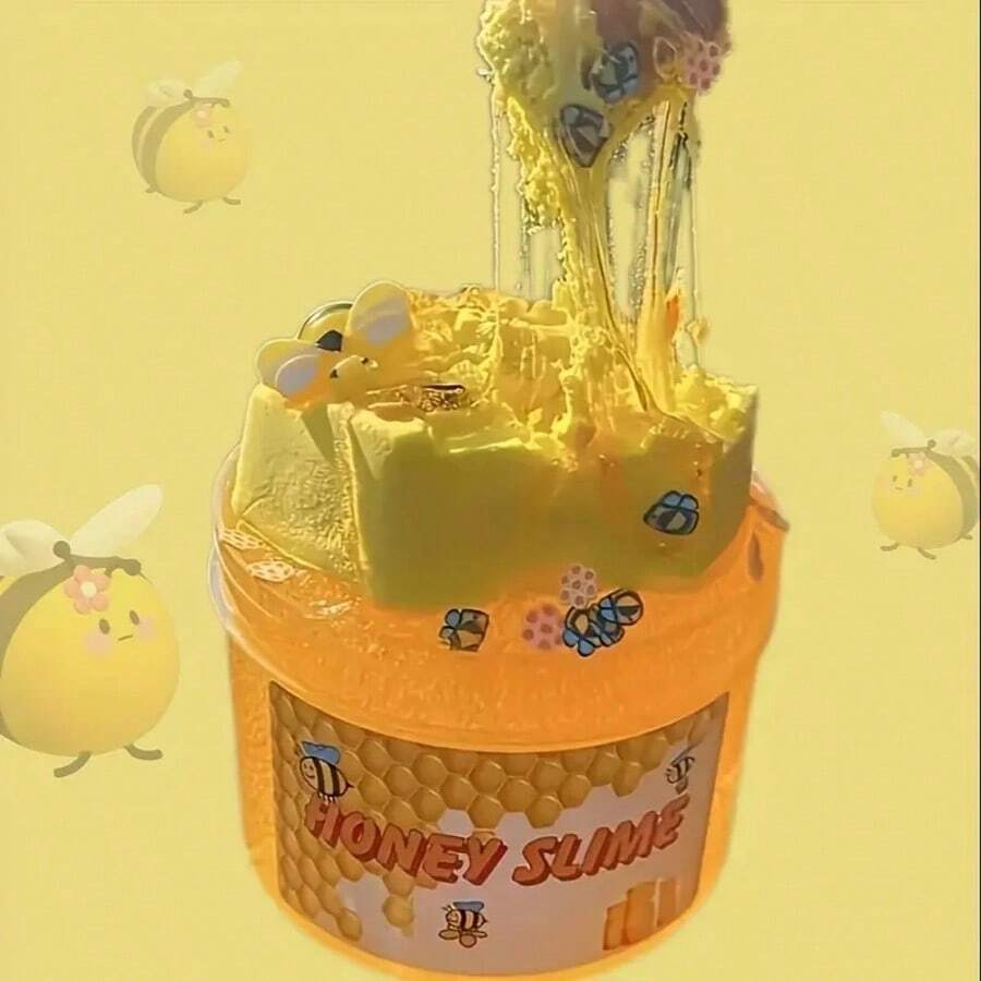 1pack Upgraded Version, Honey With Cute Bees Decorated Glass Transparent Magic Texture Super Soft Party Gifts For Girls, Boys, DIY Gift Toys