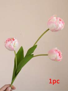 1pc Tulip Artificial Flowers, Real Touch Flower Pink Fake Flowers, Fake Tulip Flower Arrangement Bouquet Suitable For Home Office Wedding Decoration Artificial Plant Decoration