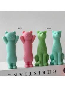 3D立体猫形DIY手工石膏香薰石硅胶模具，多用途 - 白色 - 查看 1