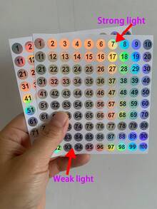 2/5 件/套 1-100/1-500 连续数字贴纸，美甲指甲油凝胶样品纸标签，指甲油瓶标签贴纸，圆形激光防水代码相册标签（0.4 英寸） - 彩色 - 查看 12