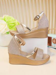 1 双女童夏季新款厚底凉鞋，时尚软底露趾防滑绑带多功能厚底凉鞋