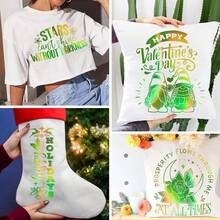 8 Colors Holographic Heat Transfer Vinyl, 30.4X50CM/12'' X19.6'', Glossy Rainbow Permanent Vinyl Metallic Foil HTV Vinyl Roll For T-Shirts, Bag, Home Decal, Window, Clothing, Holiday Party Decal, Chrome Iron On Vinyl, Easy To & Transfer - Multicolor - View 10
