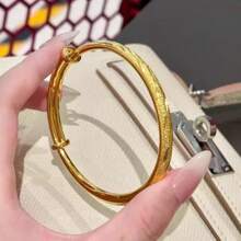 1pc 18K Gold Plated Meteor Shower Adjustable Bangle Bracelet, Elegant Daily Casual Wear For Women, Fashion High-End Solid Circle Bracelet For Girlfriend, Wife, Mother, Wedding Gift